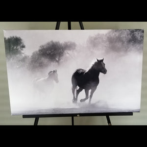 Pre-made Black & White Running Horses (28" x 18")